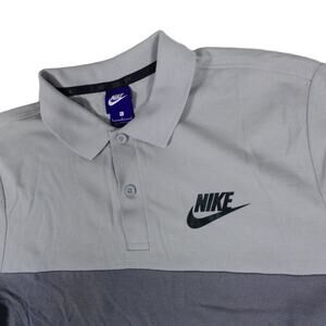 Nike Vintage Color Block Gray Swoosh Striped Golf Tennis Polo Large